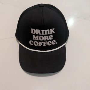 Dutch Bros Hat Cap Snap Back One Size Black Mesh Trucker Drink More Coffee Mens